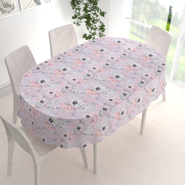 Biante Dekorační oválný ubrus PML-068 Růžové květy na šedofialovém 100x140 cm