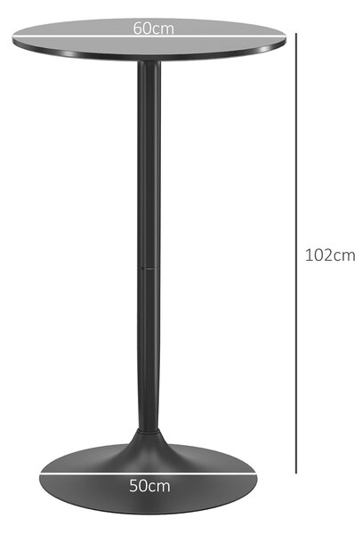HOMCOM Barový stůl bistro Ø60 x 102 cm Kulatý stůl pro večírek nebo bar, černý | Aosom