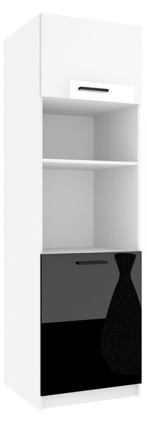 Vysoká kuchyňská skříňka Belini pro vestavnou troubu 60 cm bílý lesk / černý lesk INF SSP60/1/WT/WB/0/B1