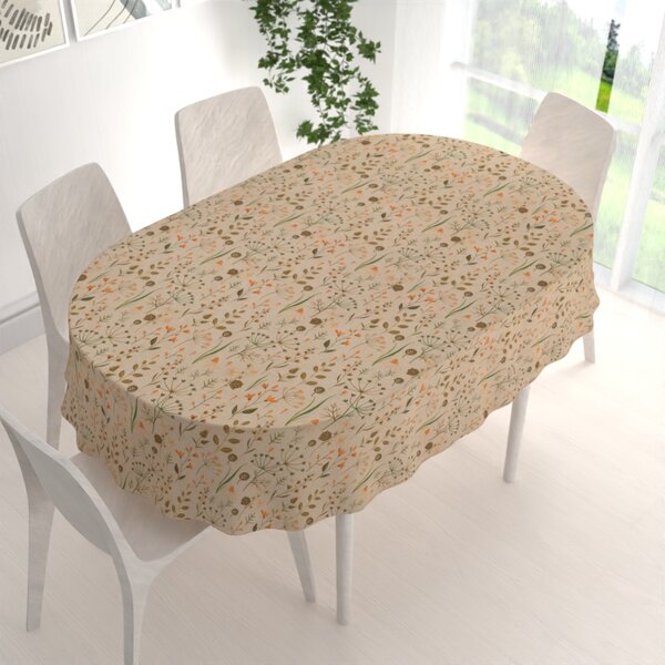Biante Dekorační oválný ubrus PML-070 Podzimní rostliny na světle hnědém 100x140 cm