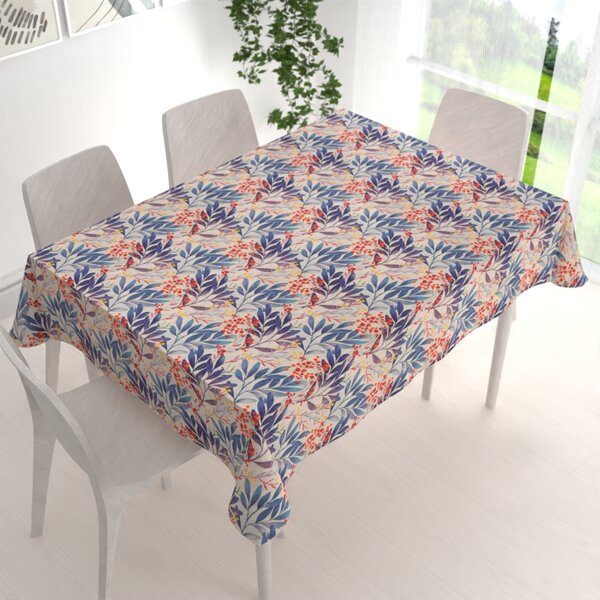 Biante Dekorační obdélníkový ubrus PML-067 Modré listy na krémovém 60x100 cm