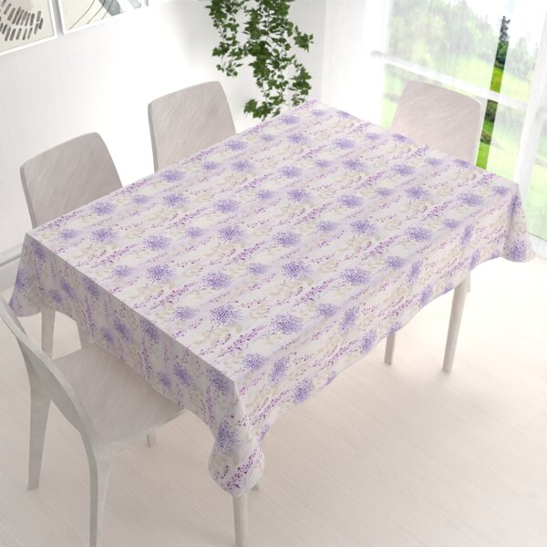 Biante Dekorační obdélníkový ubrus PML-069 Fialové květy na bílém 60x100 cm
