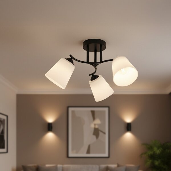Přisazený lustr PAFOS 3xE27/15W/230V černá