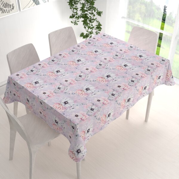 Biante Dekorační obdélníkový ubrus PML-068 Růžové květy na šedofialovém 140x220 cm
