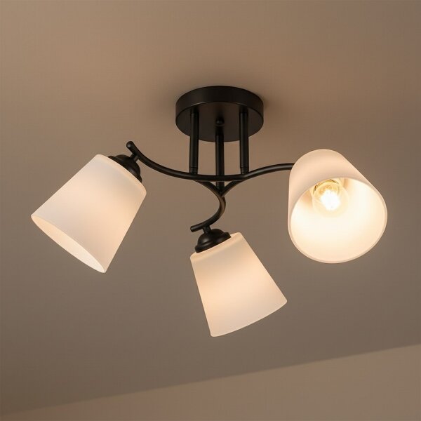 Přisazený lustr PAFOS 3xE27/15W/230V černá