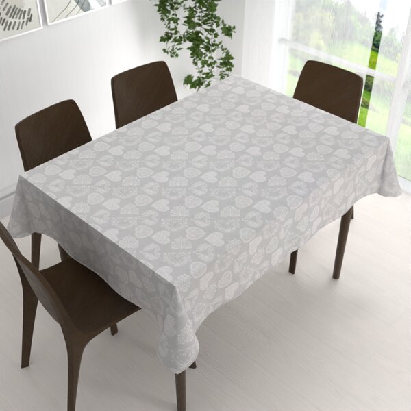 Biante Dekorační obdélníkový ubrus PML-071 Srdce s ornamenty na šedém 50x100 cm