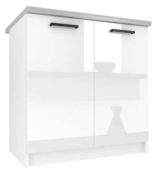 Kuchyňská skříňka Belini spodní 80 cm bílý lesk s pracovní deskou INF SD80/0/WT/W/0/B1