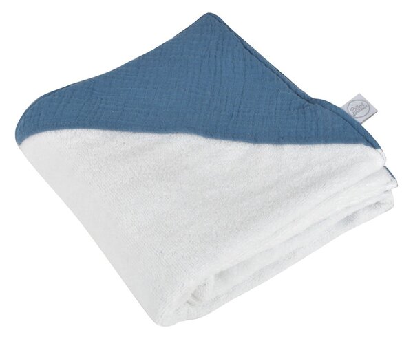 Modrá mušelínová dětská osuška s kapucí 75x75 cm – Bébé Douceur