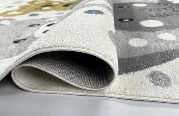 Makro Abra Dětský kusový koberec ANIMAL C5653A 74F 37 Slůně Medvídek Lvíček Žirafa bílý modrý Rozměr: 80x150 cm