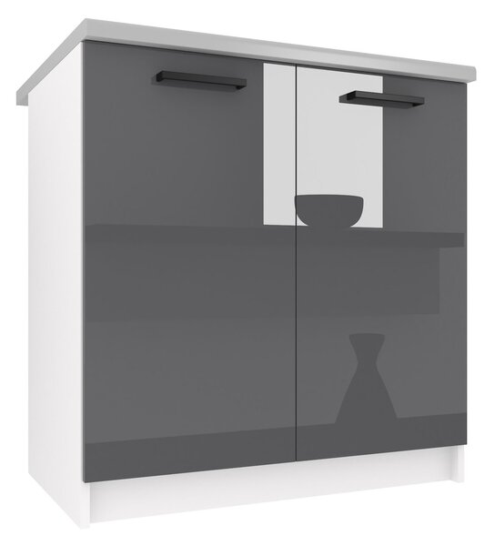 Kuchyňská skříňka Belini spodní 80 cm šedý lesk s pracovní deskou INF SD80/0/WT/S/0/B1