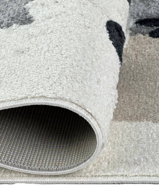 Makro Abra Dětský kusový koberec ANIMAL C5637A 74F 37 Zajíček Lev Hrošík Zvířátka bílý šedý Rozměr: 80x150 cm