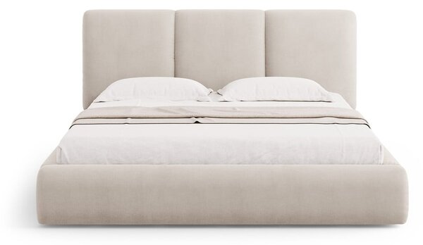 Béžová čalouněná dvoulůžková postel s úložným prostorem s roštem 180x200 cm Brody – Mazzini Beds