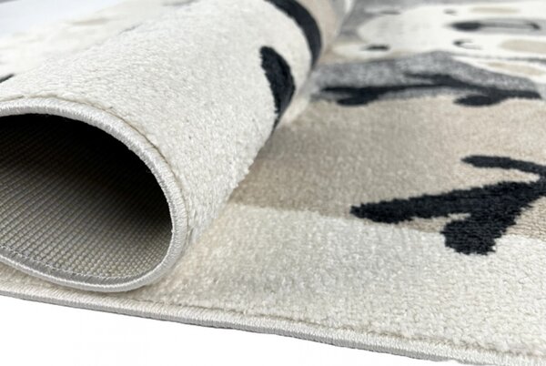 Makro Abra Dětský kusový koberec ANIMAL C5637A 74F 37 Zajíček Lev Hrošík Zvířátka bílý šedý Rozměr: 80x150 cm