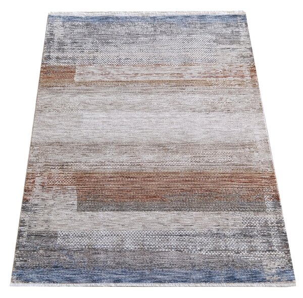 Makro Abra Kusový koberec Baron 01 Moderní hnědý krémový modrý Rozměr: 80x150 cm