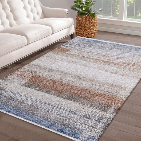 Makro Abra Kusový koberec Baron 01 Moderní hnědý krémový modrý Rozměr: 80x150 cm