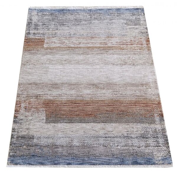 Makro Abra Kusový koberec Baron 01 Moderní hnědý krémový modrý Rozměr: 80x150 cm