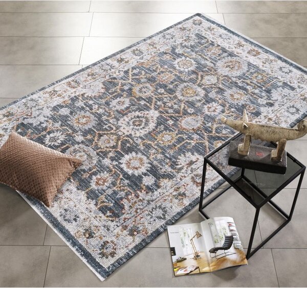 Makro Abra Kusový koberec Adara 01 Klasický tmavě šedý krémový žlutý Rozměr: 80x150 cm