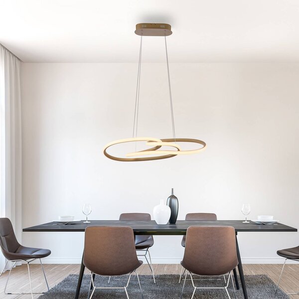 Paul Neuhaus LED závěsné světlo TWIST, béžové, délka 76 cm, kovové, Switchdim, stmívatelný, Krémová / jantar, Obývací pokoj / jídelna, Hliník, Moderní