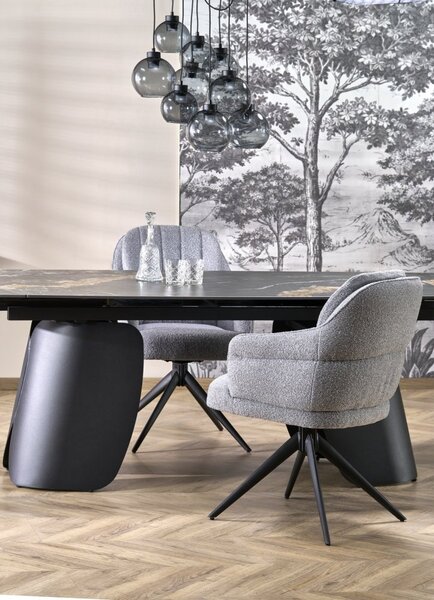 Halmar Rozkládací jídelní stůl FORUM 180(260)x90 černý mramor/černý