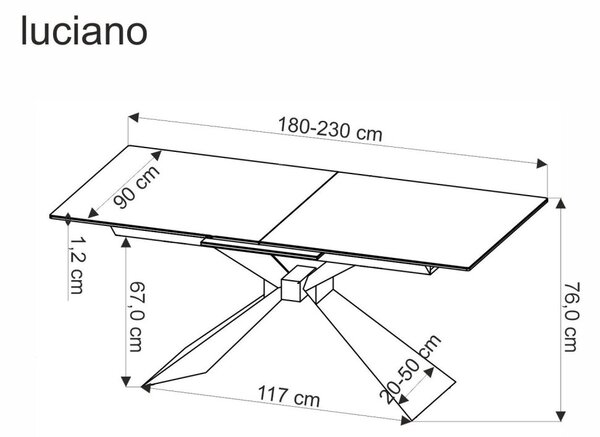 Halmar Rozkládací jídelní stůl LUCIANO 180(230)x90 bílý mramor/černý