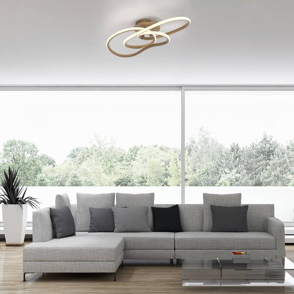 Paul Neuhaus LED stropní svítidlo TWIST, béžové, délka 90 cm, kov, Switchdim, stmívatelný, Krémová / jantar, Obývací pokoj / jídelna, Hliník, Moderní