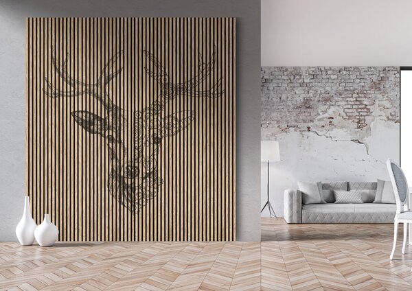 Designový akustický panel „Jelen“ (Deer01) Vyberte požadovaný rozměr: NR. 3: 1133 x 2400 mm (2 panely)