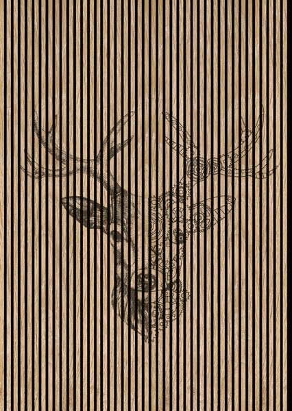 Designový akustický panel „Jelen“ (Deer01) Vyberte požadovaný rozměr: NR. 3: 1133 x 2400 mm (2 panely)