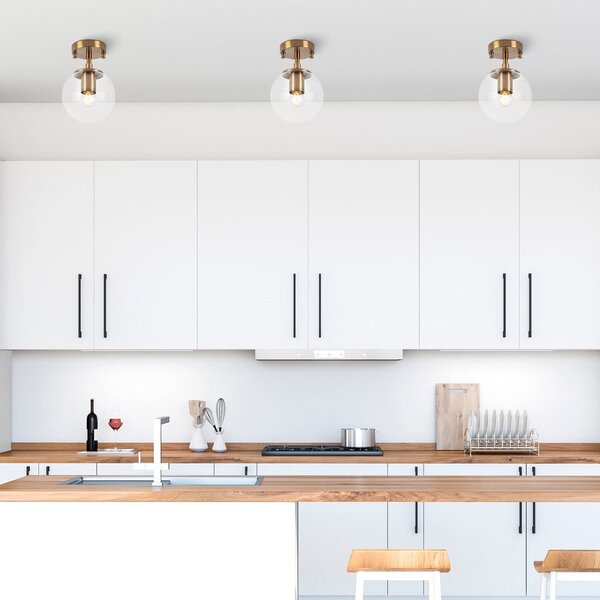 Stropní svítidlo v mosazné barvě se skleněným stínidlem ø 15 cm Atmaca – Opviq lights