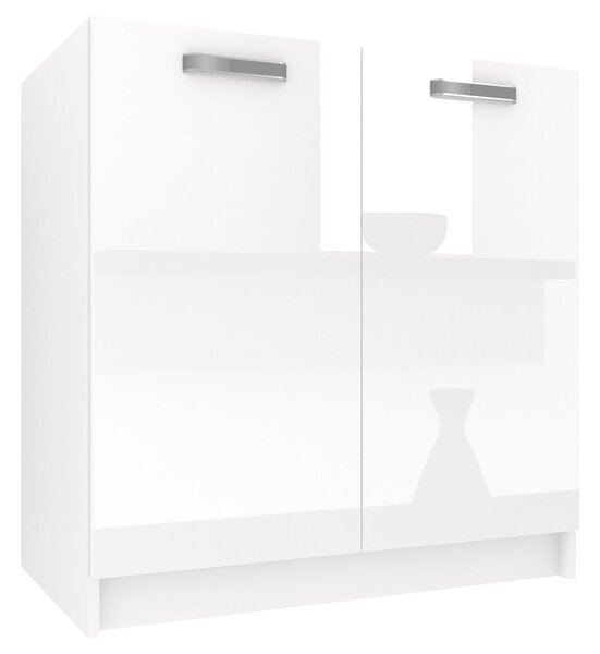 Kuchyňská skříňka Belini dřezová 80 cm bílý lesk bez pracovní desky INF INF SDZ80/0/WT/W/0/F