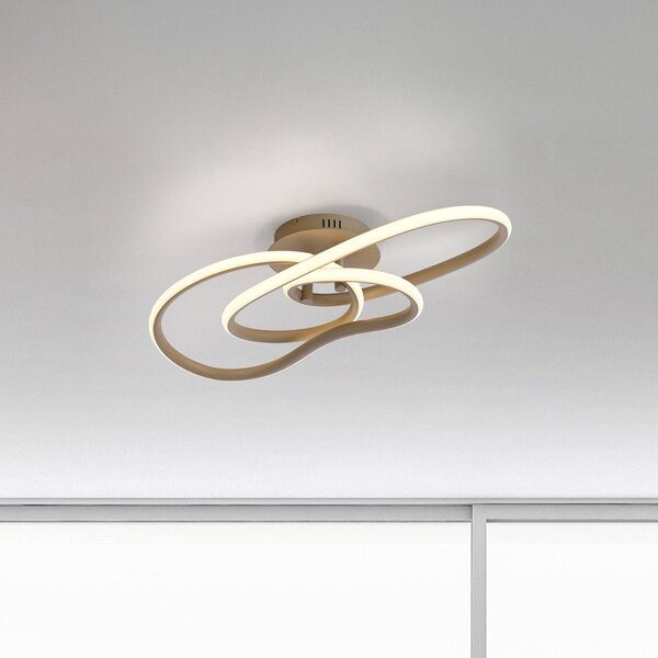 Paul Neuhaus LED stropní svítidlo TWIST, béžové, délka 90 cm, kov, Switchdim, stmívatelný, Krémová / jantar, Obývací pokoj / jídelna, Hliník, Moderní