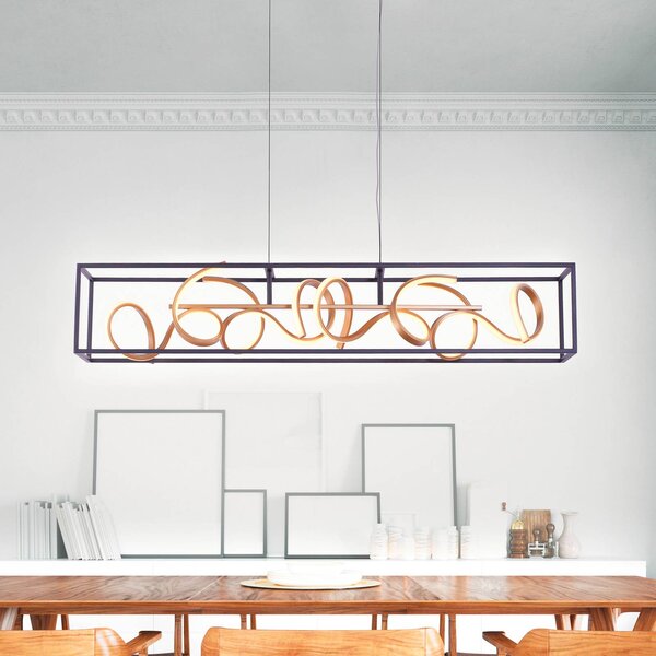 Paul Neuhaus LED závěsné světlo SELINA, černá/zlatá, délka 110 cm, Switchdim, stmívatelný, Černá, Obývací pokoj / jídelna, Hliník, Moderní