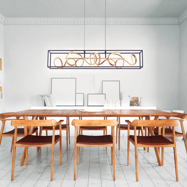 Paul Neuhaus LED závěsné světlo SELINA, černá/zlatá, délka 110 cm, Switchdim, stmívatelný, Černá, Obývací pokoj / jídelna, Hliník, Moderní