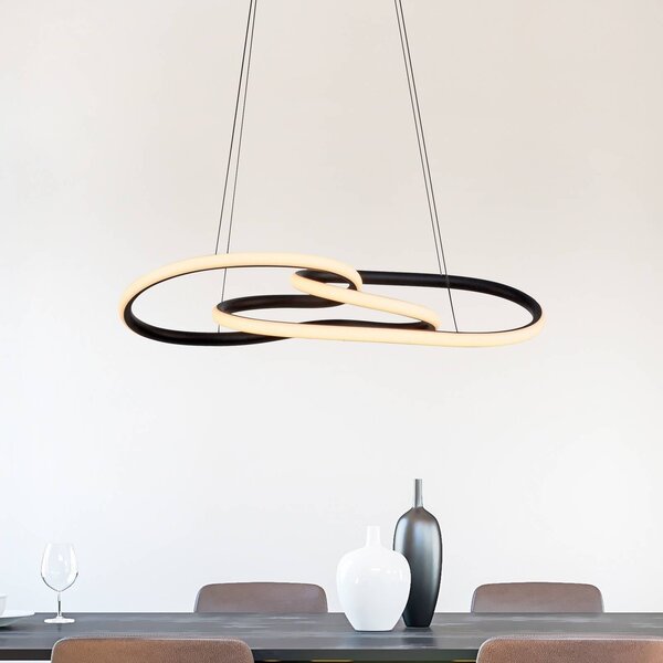 Paul Neuhaus LED závěsné světlo TWIST, černá, délka 76 cm, kovová, Switchdim, stmívatelný, Černá, Obývací pokoj / jídelna, Hliník, Moderní