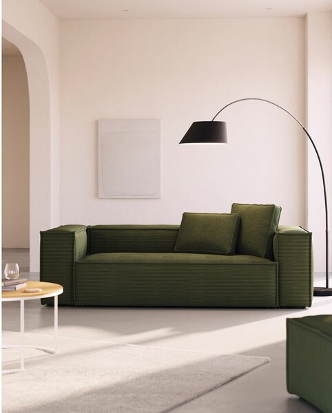 Zelená manšestrová pohovka 240 cm Blok – Kave Home