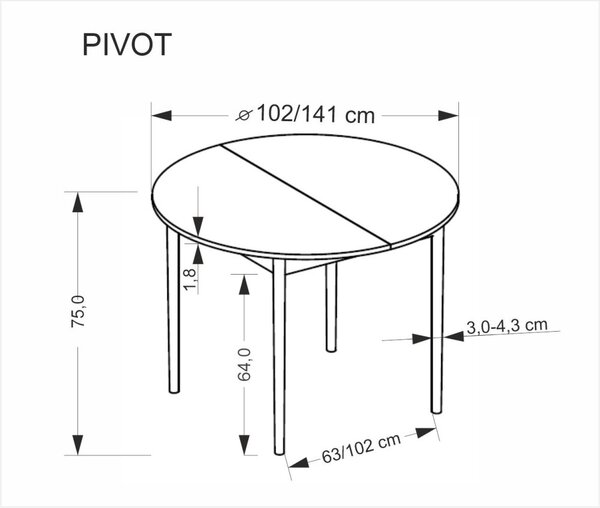 Halmar Rozkládací jídelní stůl PIVOT 102(142)x102 kašmír/přírodní