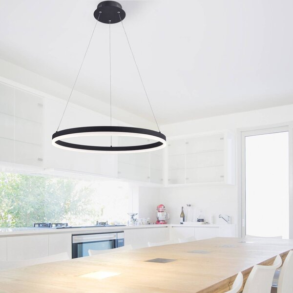 Paul Neuhaus LED závěsné světlo TITUS, antracitová, Ø 60 cm, kovové, Switchdim, stmívatelný, Černá, Obývací pokoj / jídelna, Hliník, Moderní