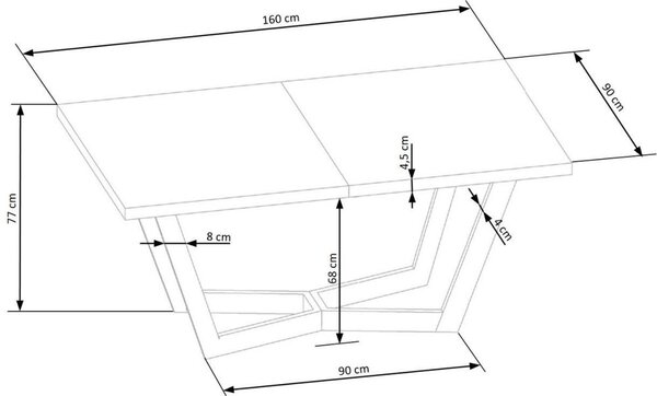 Halmar Rozkládací jídelní stůl MASSIVE 2 160(250)x90 dub přírodní/černá