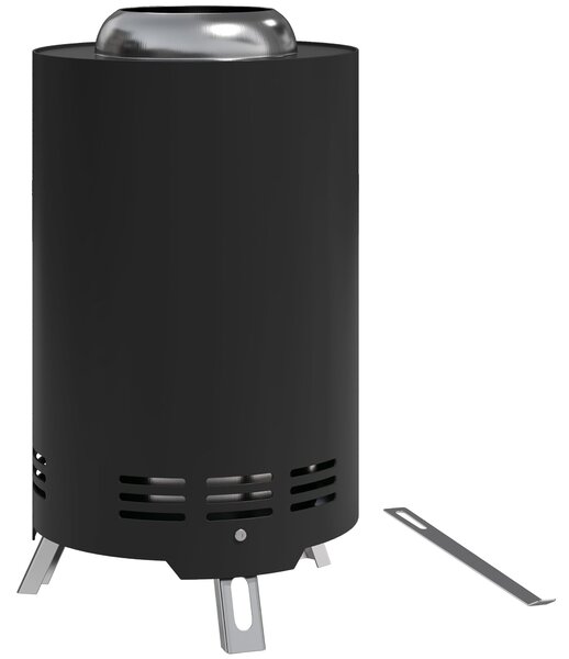 Outsunny Nerezová Ocel Fire Pit Ø16x25cm s Pokerem Bezdečný Oheň pro Zahradu, Balkón, Terasu, Outdoor BBQ Kempování Černá | Aosom