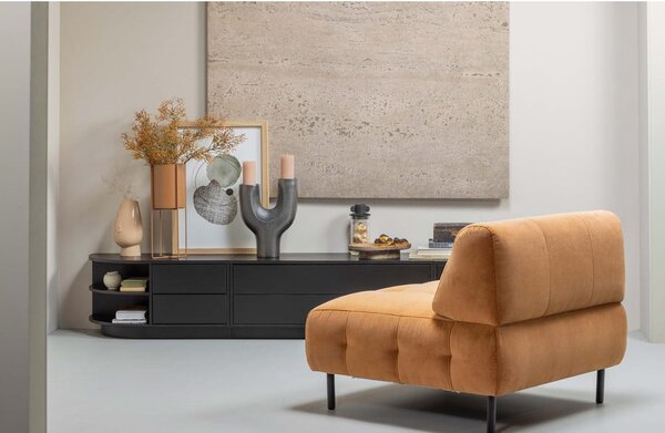 Černý modulární TV stolek z borovicového dřeva 228x40 cm Finca – WOOOD