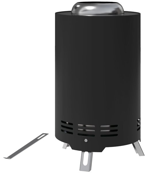 Outsunny Nerezová Ocel Fire Pit Ø16x25cm s Pokerem Bezdečný Oheň pro Zahradu, Balkón, Terasu, Outdoor BBQ Kempování Černá | Aosom