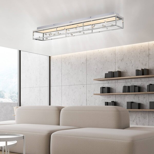 Paul Neuhaus LED stropní svítidlo SKINA, chrom, 112 cm, stmívatelné, s dálkovým, stmívatelný, Chrom / stříbro, Obývací pokoj / jídelna, kov, Moderní