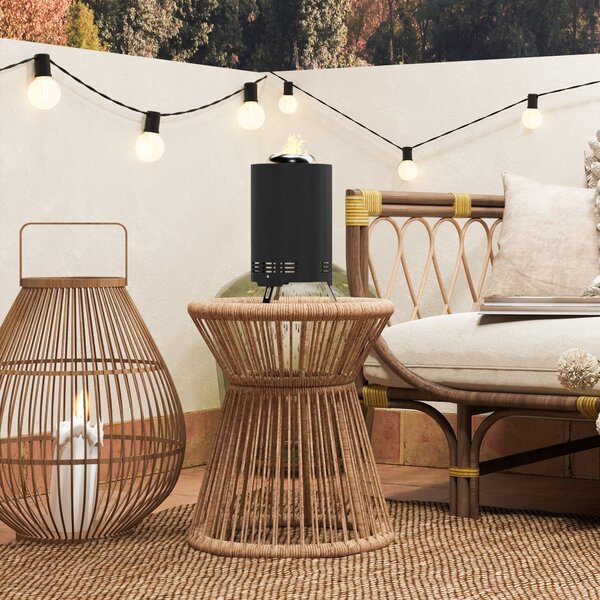 Outsunny Nerezová Ocel Fire Pit Ø16x25cm s Pokerem Bezdečný Oheň pro Zahradu, Balkón, Terasu, Outdoor BBQ Kempování Černá | Aosom