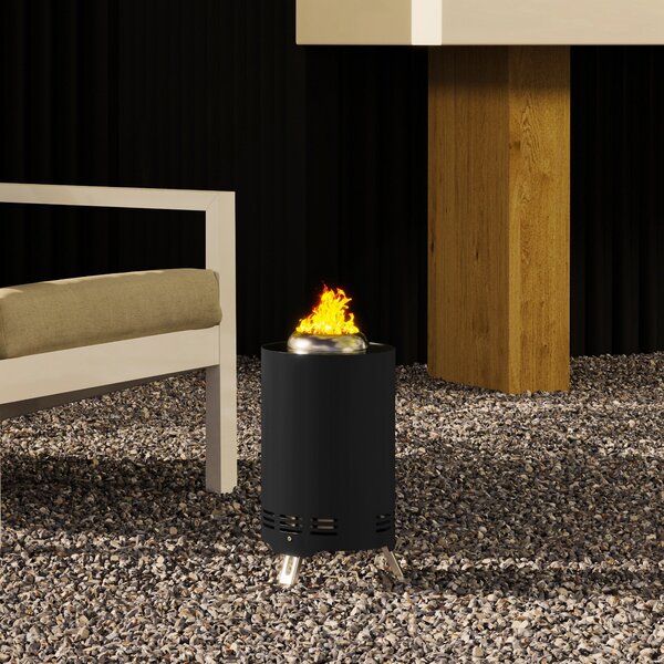 Outsunny Nerezová Ocel Fire Pit Ø16x25cm s Pokerem Bezdečný Oheň pro Zahradu, Balkón, Terasu, Outdoor BBQ Kempování Černá | Aosom