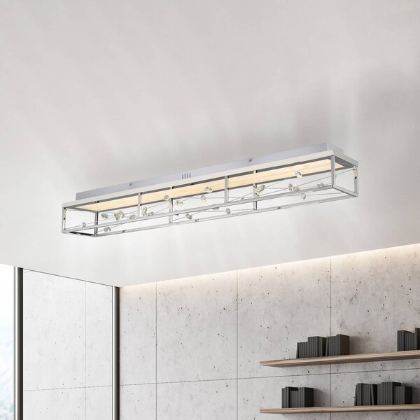 Paul Neuhaus LED stropní svítidlo SKINA, chrom, 112 cm, stmívatelné, s dálkovým, stmívatelný, Chrom / stříbro, Obývací pokoj / jídelna, kov, Moderní