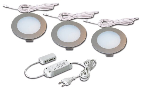 Hera Podhledové svítidlo FR 78-LED 3 ks sada teplá bílá, Hliník / šedá / zinek, Obývací pokoj / jídelna, Plast, Moderní, Nábytkové světlo k osvícení