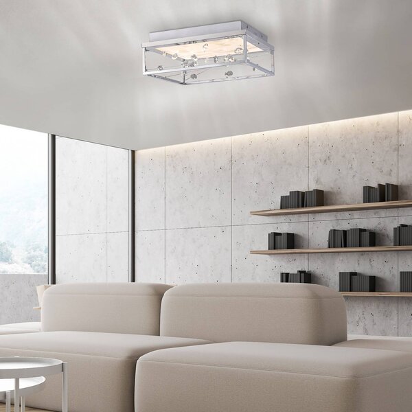 Paul Neuhaus LED stropní svítidlo SKINA, chrom, 40 cm, stmívatelné, s dálkovým ovládáním, stmívatelný, Chrom / stříbro, Obývací pokoj / jídelna, kov, Moderní