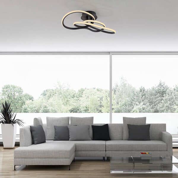 Paul Neuhaus LED stropní svítidlo TWIST, černé, délka 90 cm, kovové, Switchdim, stmívatelný, Černá, Obývací pokoj / jídelna, Hliník, Moderní