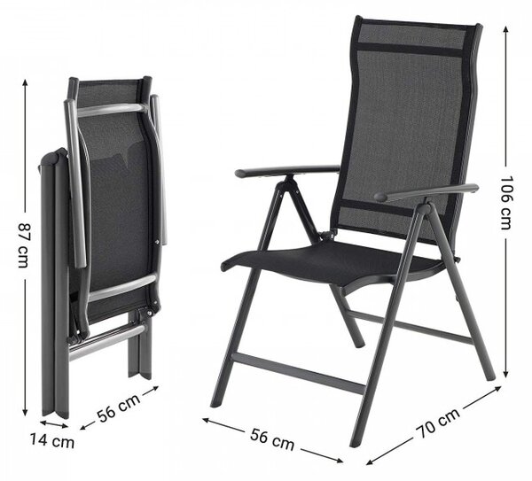 SONGMICS Sada dvou zahradních židlí JULA černá