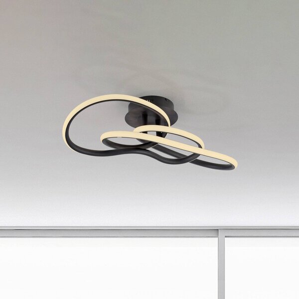 Paul Neuhaus LED stropní svítidlo TWIST, černé, délka 90 cm, kovové, Switchdim, stmívatelný, Černá, Obývací pokoj / jídelna, Hliník, Moderní
