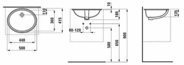 Laufen Savoy umyvadlo 50x41 cm oválné pod pult černá matný H8189437161091